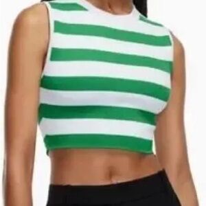 Aritzia cropped green stripe tank